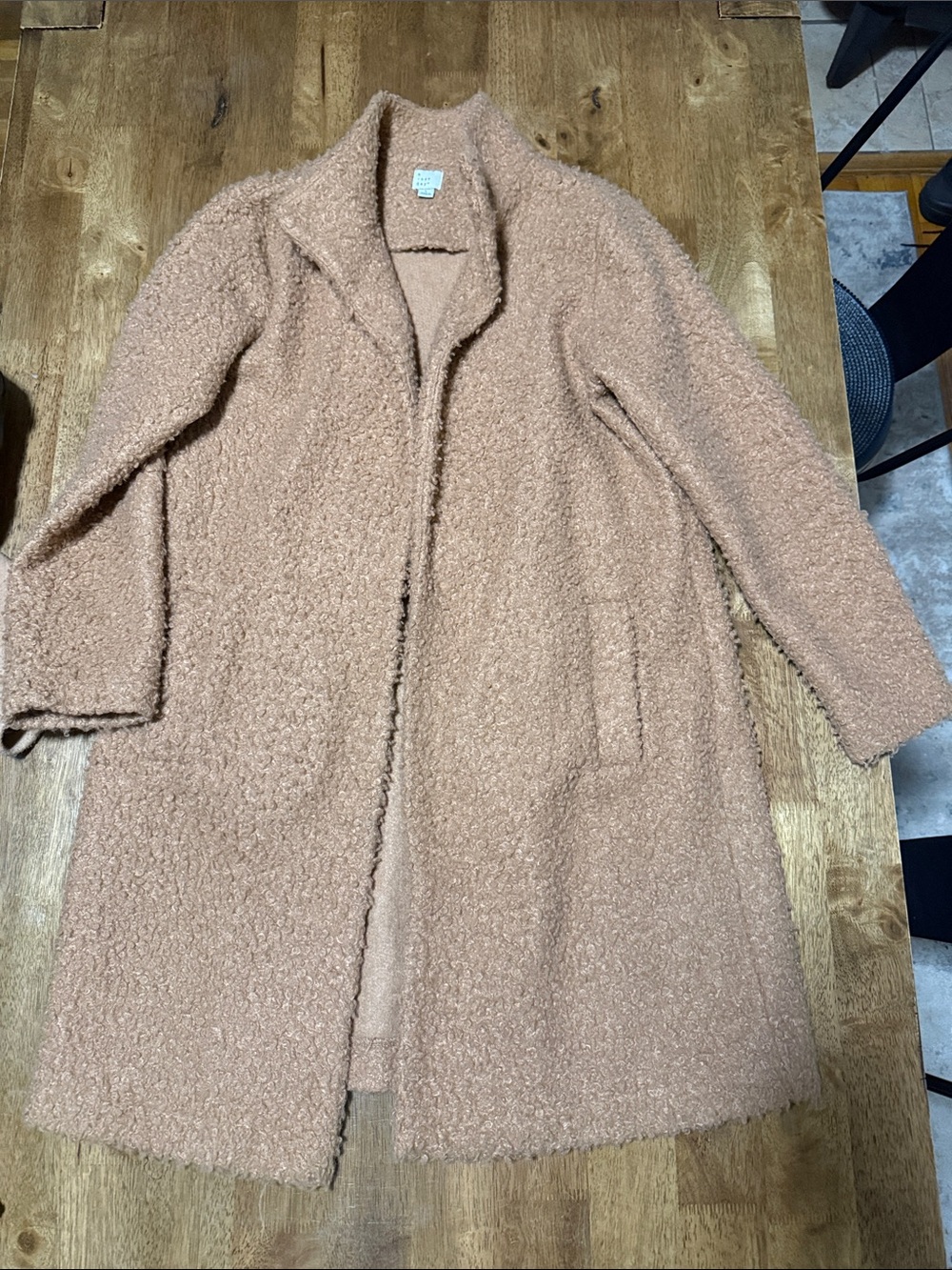 a new day Bouclé Teddy Coat in Blush Pink